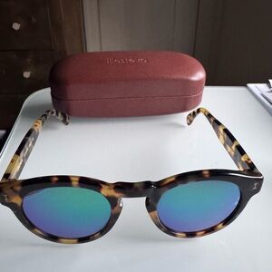 Illesteva Brown and Blue Sunglasses Retro-Inspired Design